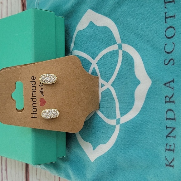 KENDRA SCOTT Goldtone And Rhinestone Stud Earrings - Picture 3 of 5